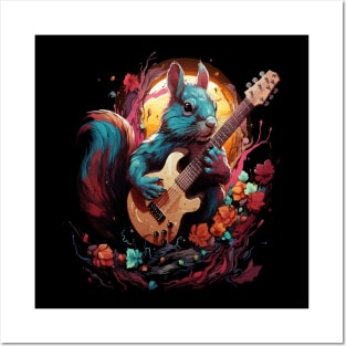 Squirrel Playing Guitar Posters and Art